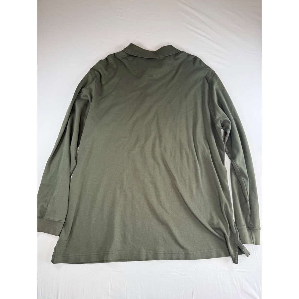 Luster‎ Soft Supima Cotton Long Sleeve Polo Shirt Olive Green Mens 2XT - Picture 2 of 8